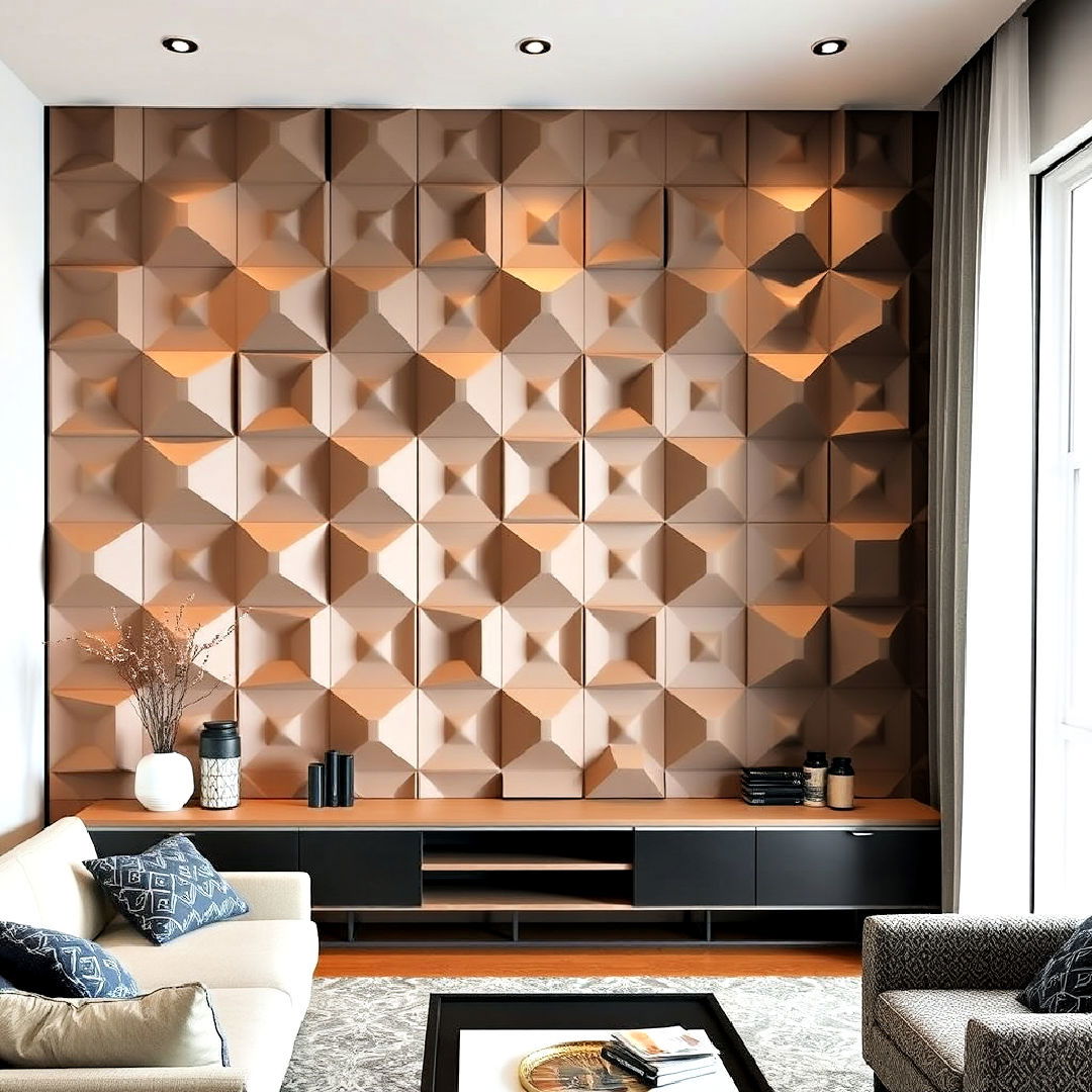 3d geometric panels for accent wall - 25 Geometric Accent Wall Ideas