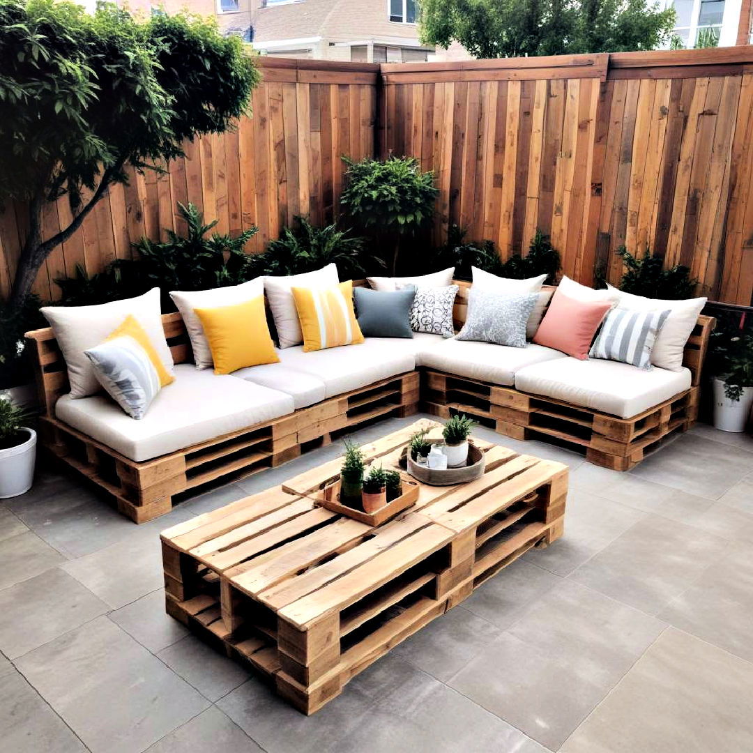DIY pallet furniture for small patio - 40 Small Patio Ideas on a Budget