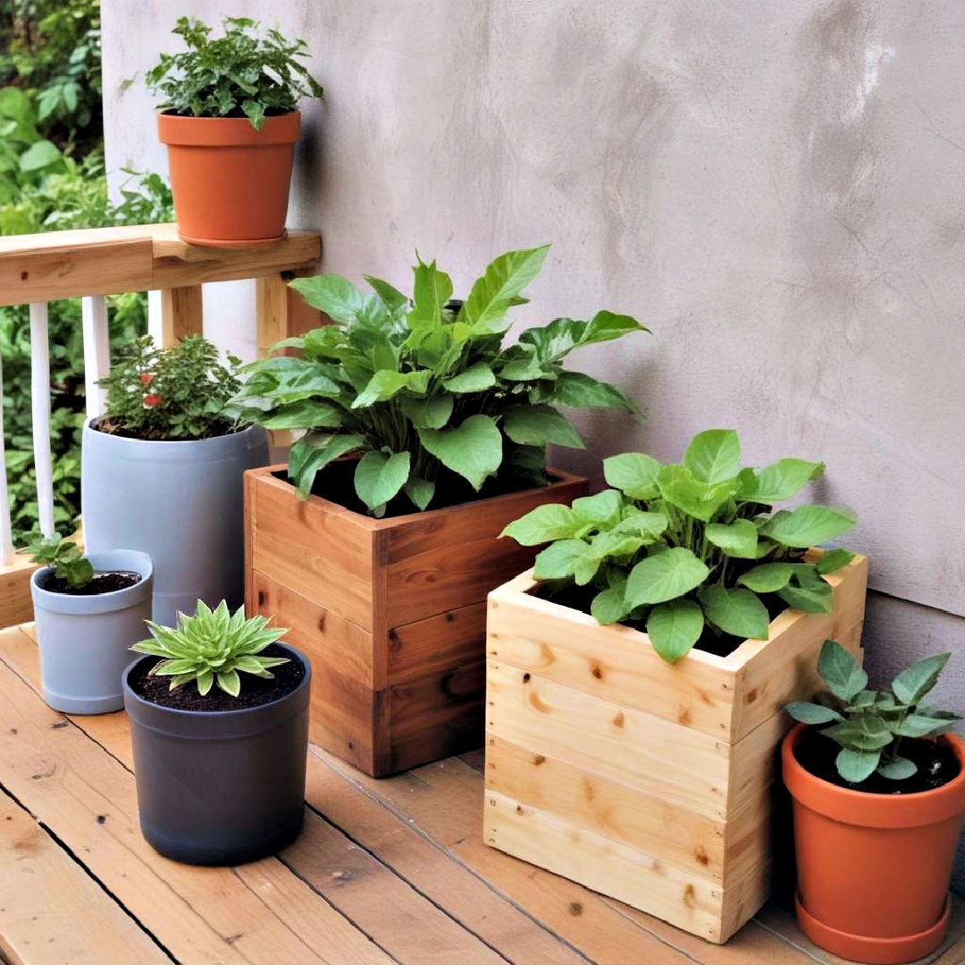 DIY planters for personal touch - 25 Deck Decorating Ideas With Plants