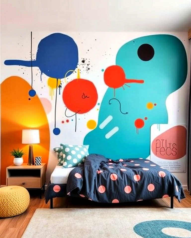 abstract art accent wall for kids room - 30 Kids Room Accent Wall Ideas