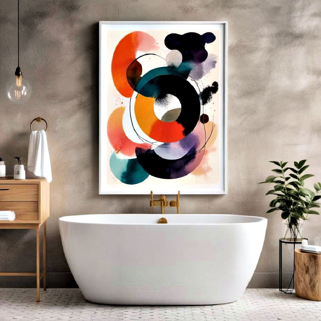 abstract art print for bathroom - 25 Bathroom Art Ideas