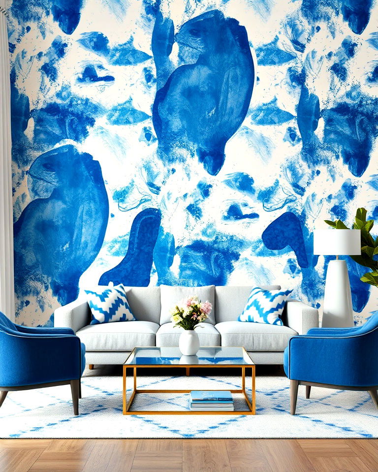 abstract blue and white wallpaper design - 30 Blue and White Decor Ideas