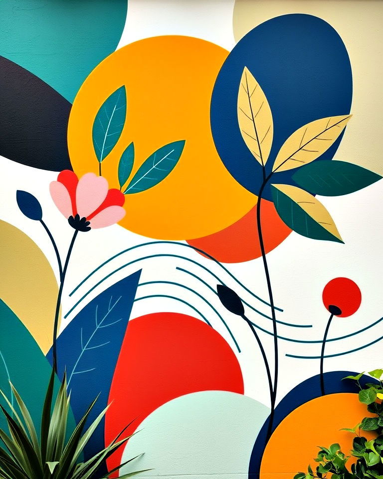 abstract nature pattern mural - 30 Garden Mural Ideas