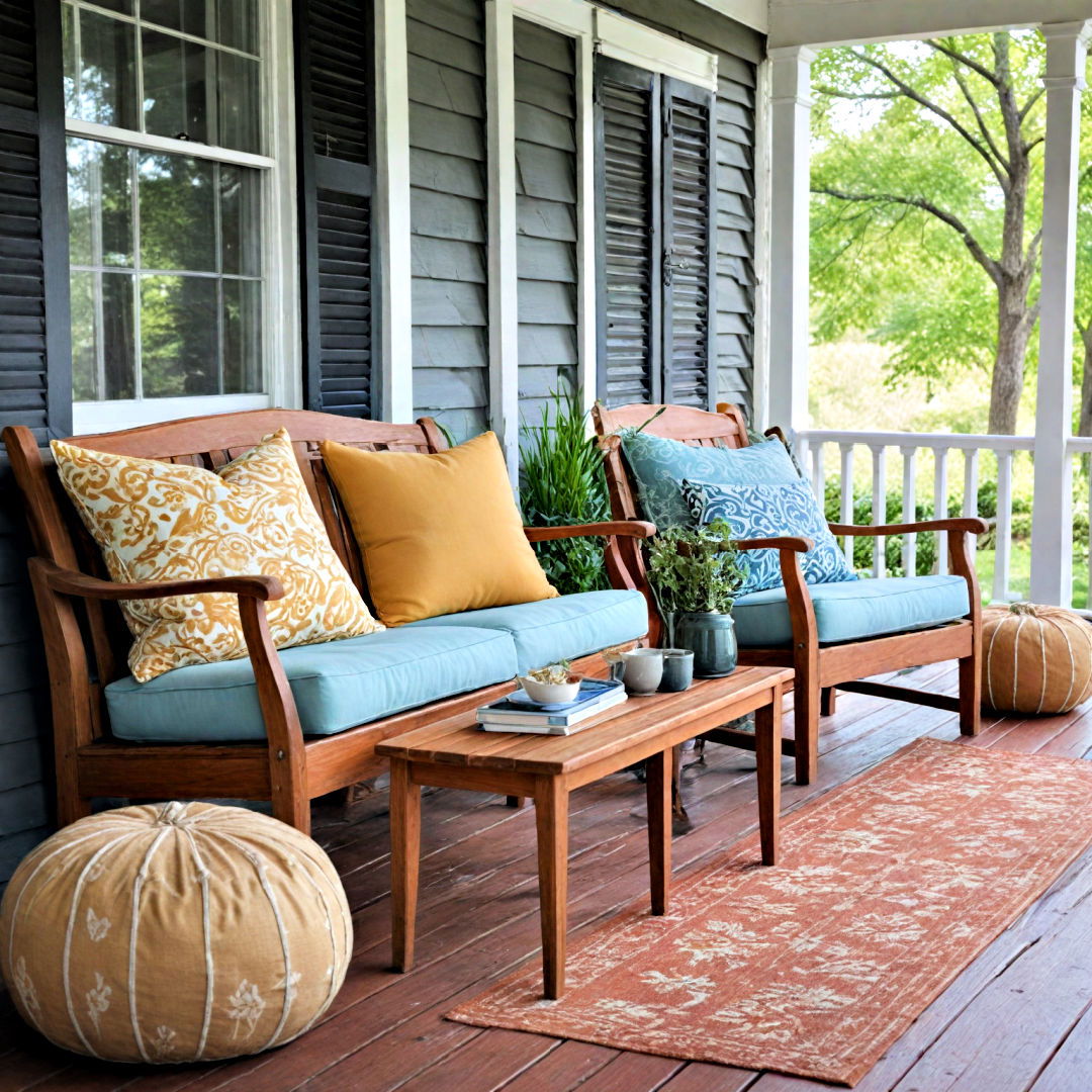 accent pillows idea - 40 Front Porch Ideas