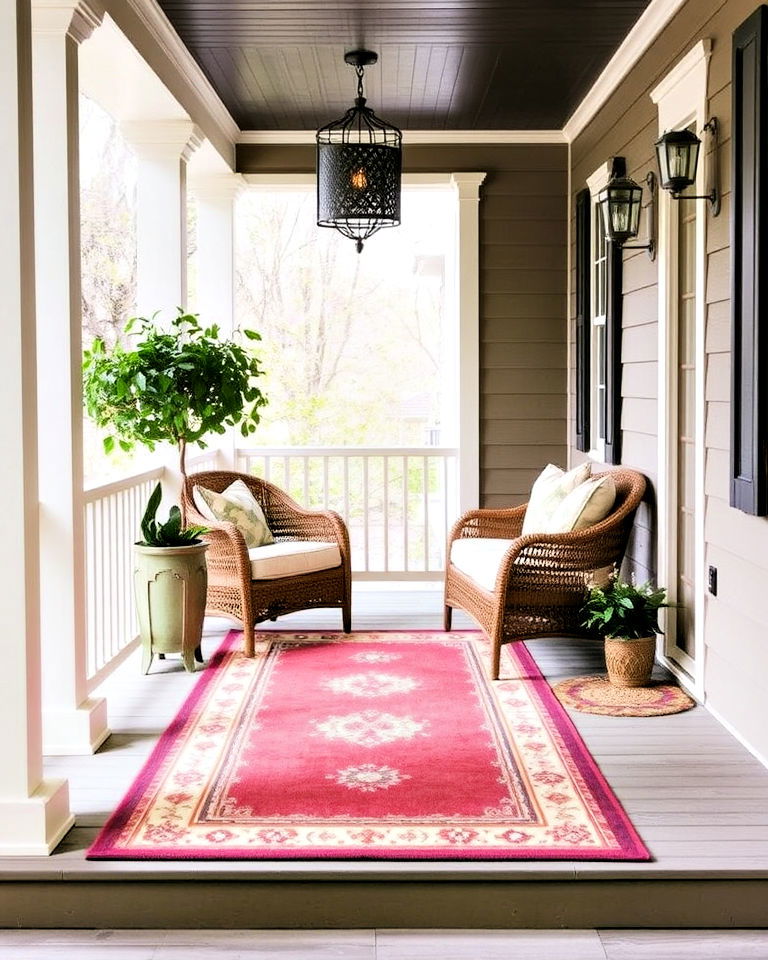 accent rug for colonial front porch - 30 Colonial Front Porch Ideas
