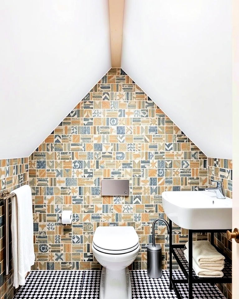accent tile wall for sloped ceiling attic bathroom - 15 Sloped Ceiling Attic Bathroom Ideas