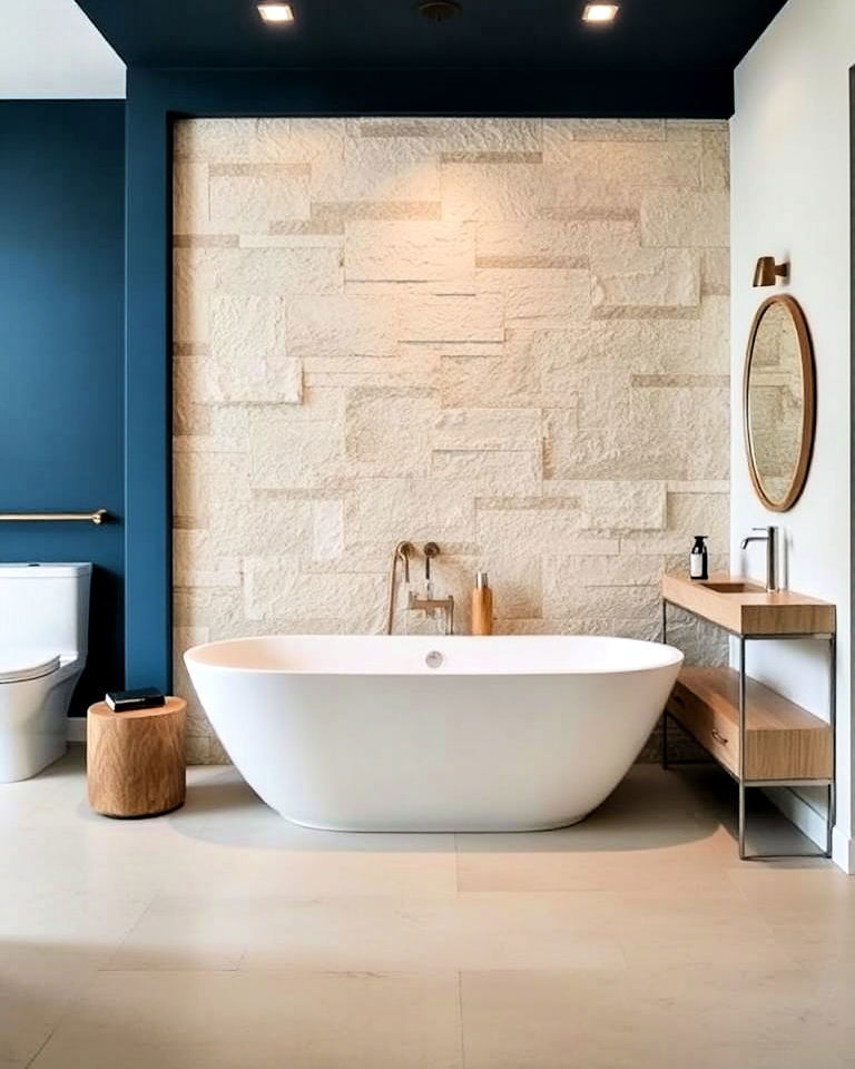 accent wall for open concept bathroom - 30 Open Concept Bathroom Ideas