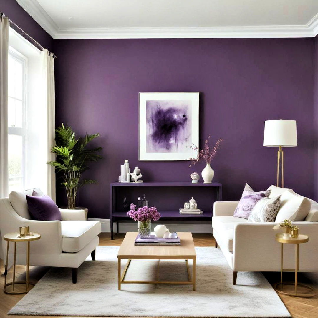 accent walls for purple living room - 25 Purple Living Room Ideas