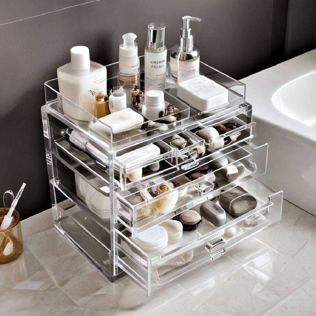 acrylic cosmetics organizer - 40 Bathroom Organization Ideas