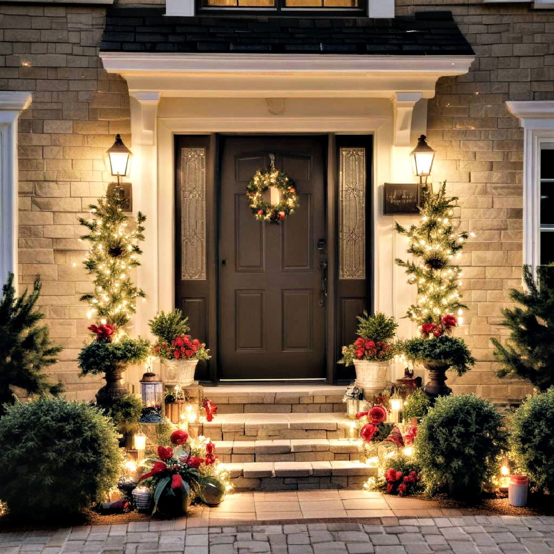 add a festive touch with seasonal decoration - 40 Small Front Yard Landscaping Ideas