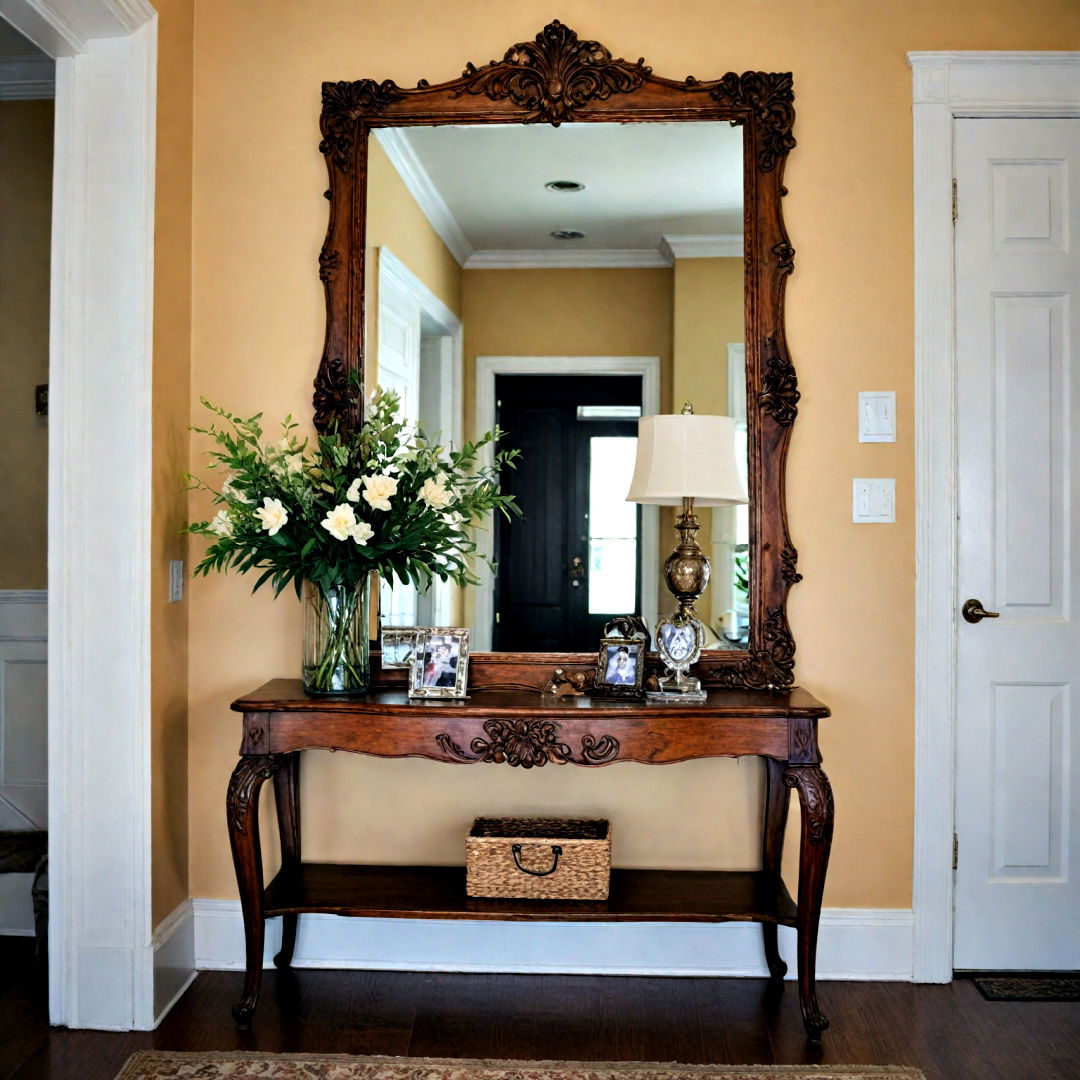 add a large mirror - 40 Small Entryway Ideas
