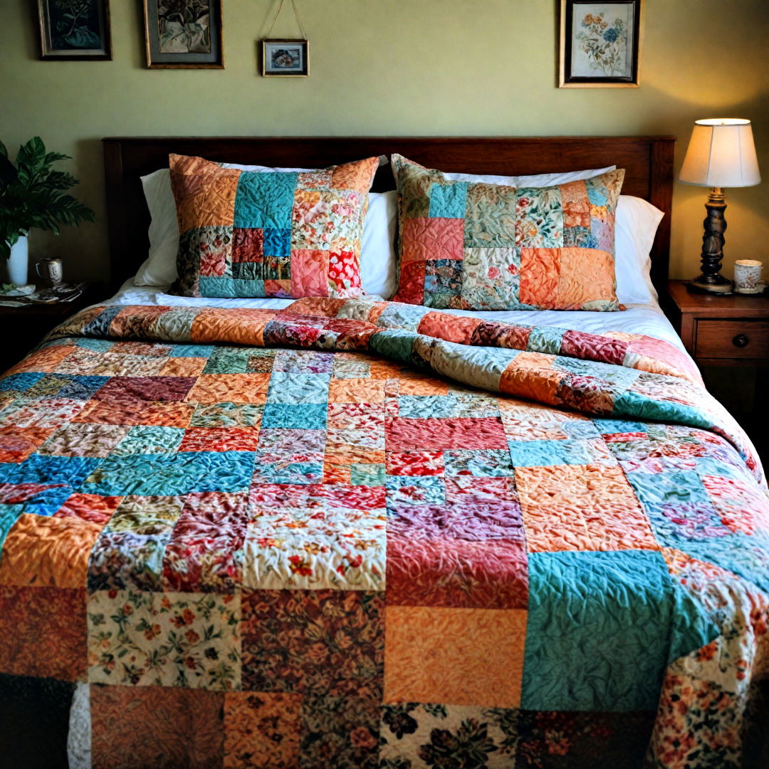 add a rustic charm with patchwork quilt - 40 Boho Bedroom Ideas
