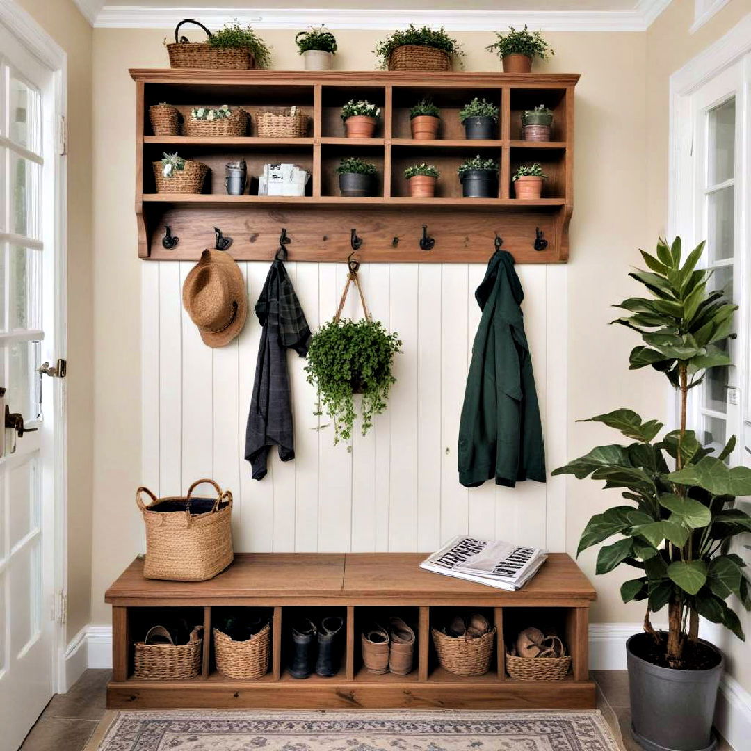 add a touch of nature with plants - 40 Mudroom Ideas