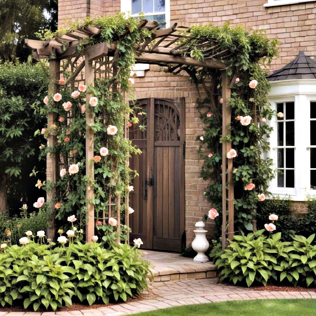 add a trellis for small front yard landscaping - 40 Small Front Yard Landscaping Ideas