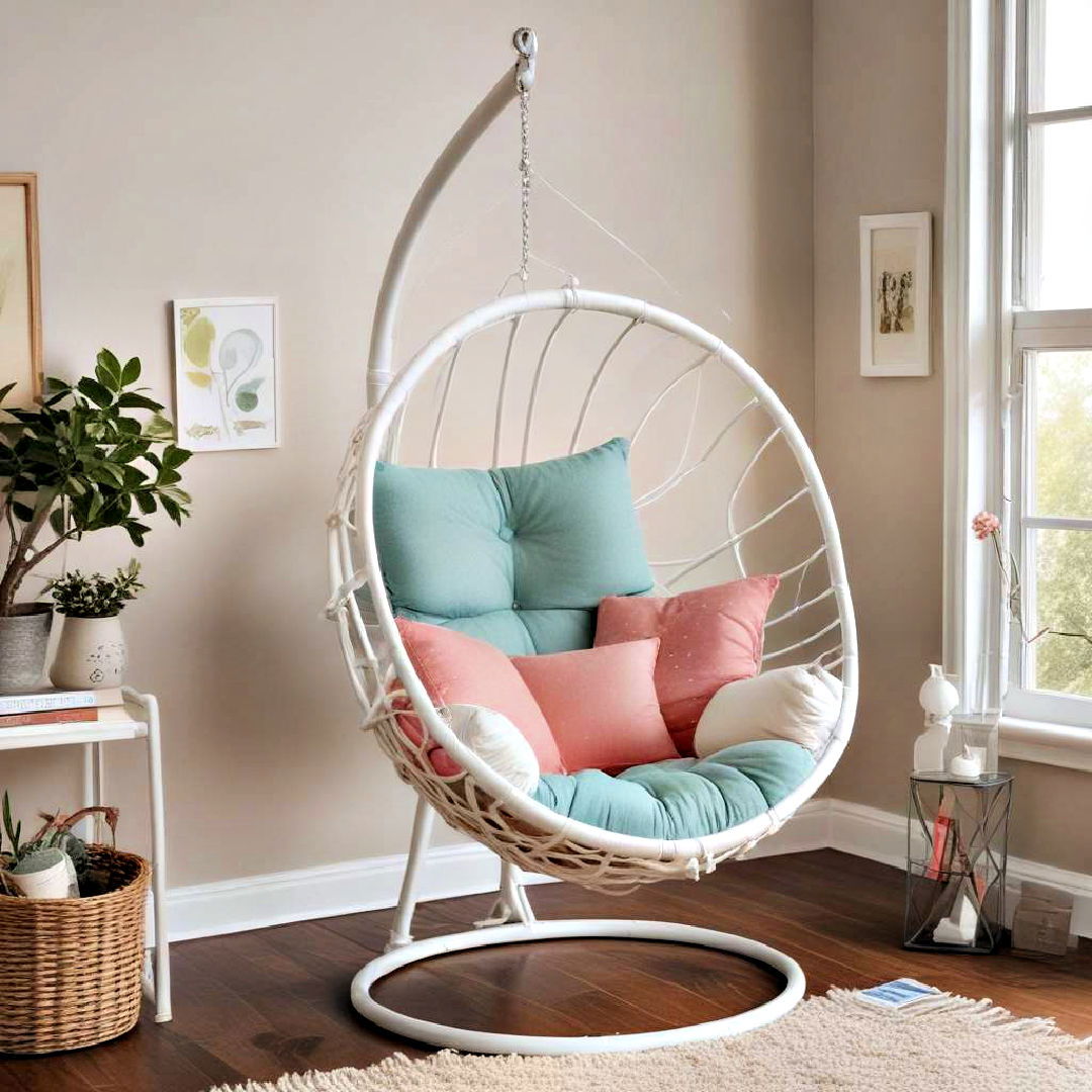 add a trendy hanging chair - 40 Teenage Girl Bedroom Ideas