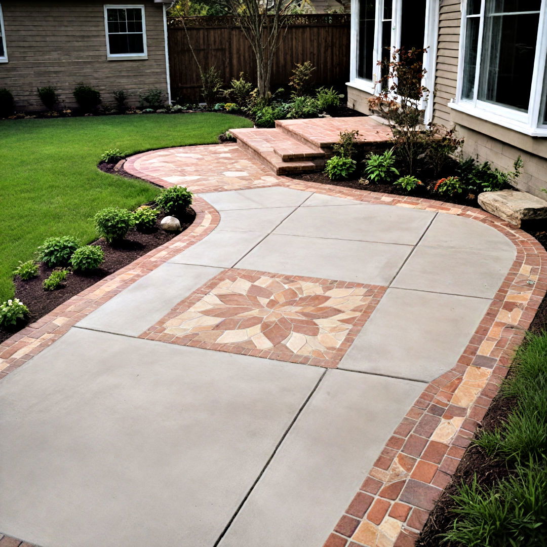 add a unique flair with inlay design - 40 Concrete Patio Ideas