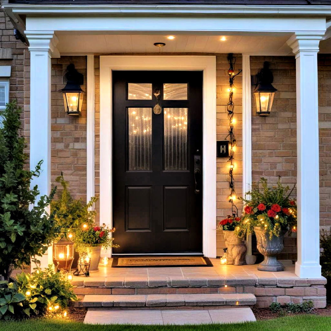 add charm with solar lights - 40 Small Front Porch Ideas