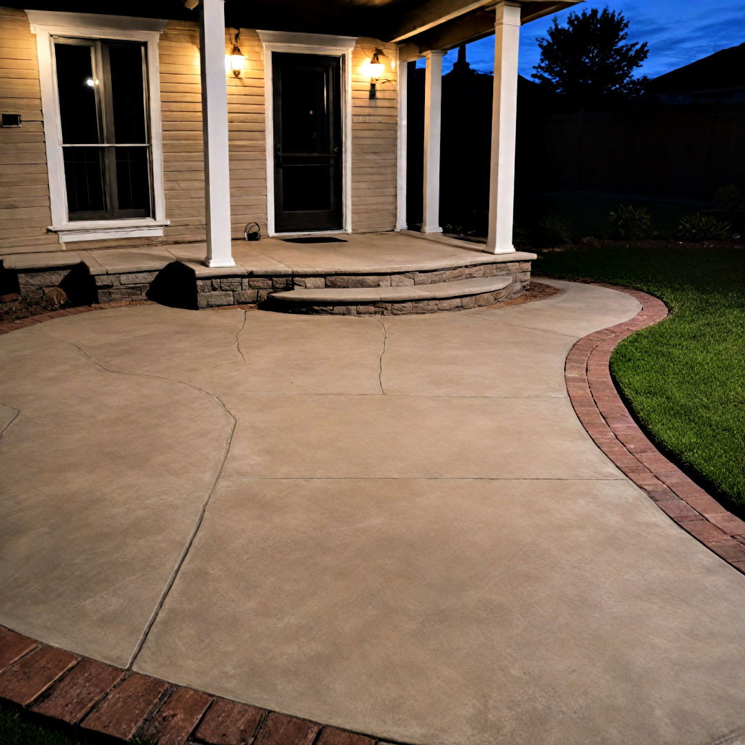 add decorative border - 40 Concrete Patio Ideas