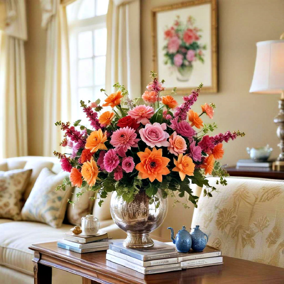 add elegant floral vase - 25 Traditional Living Room Ideas