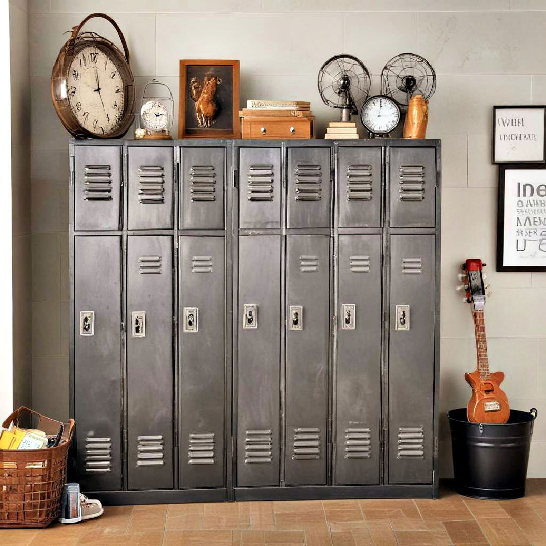 add industrial look with locker storage - 40 Teen Room Ideas