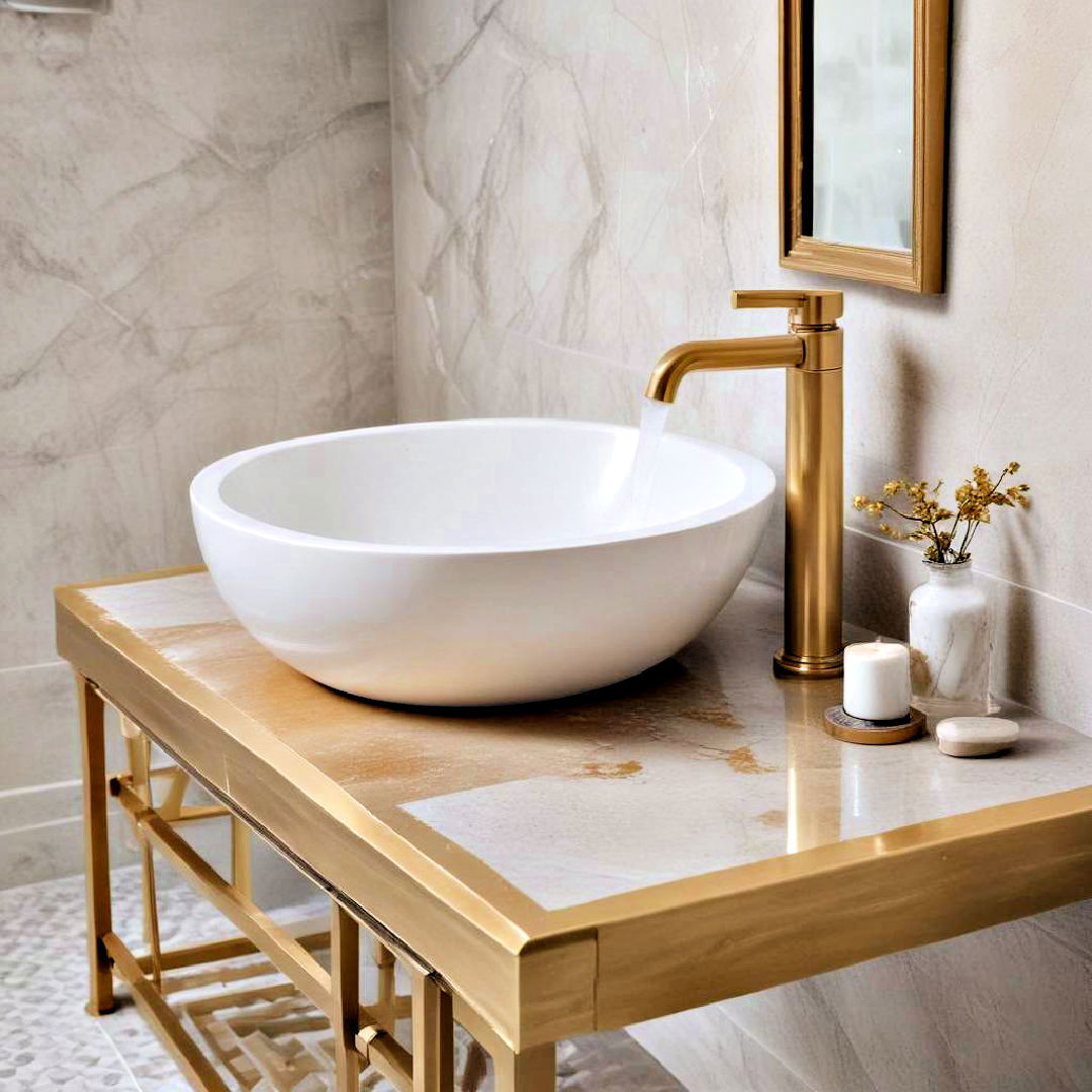 add metallic accent - 40 Bathroom Decor Ideas