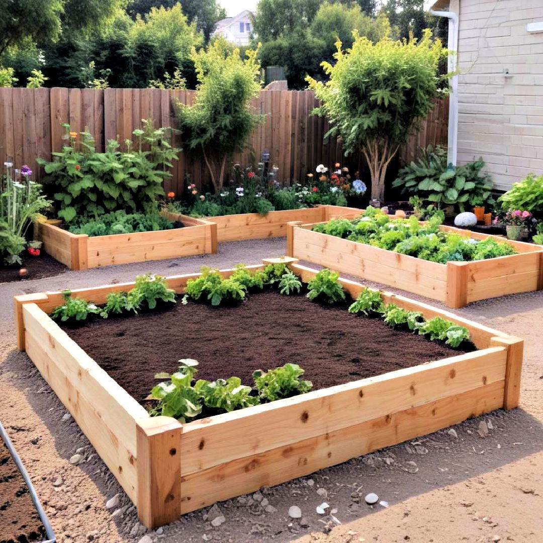 add raised garden beds - 40 Small Backyard Ideas