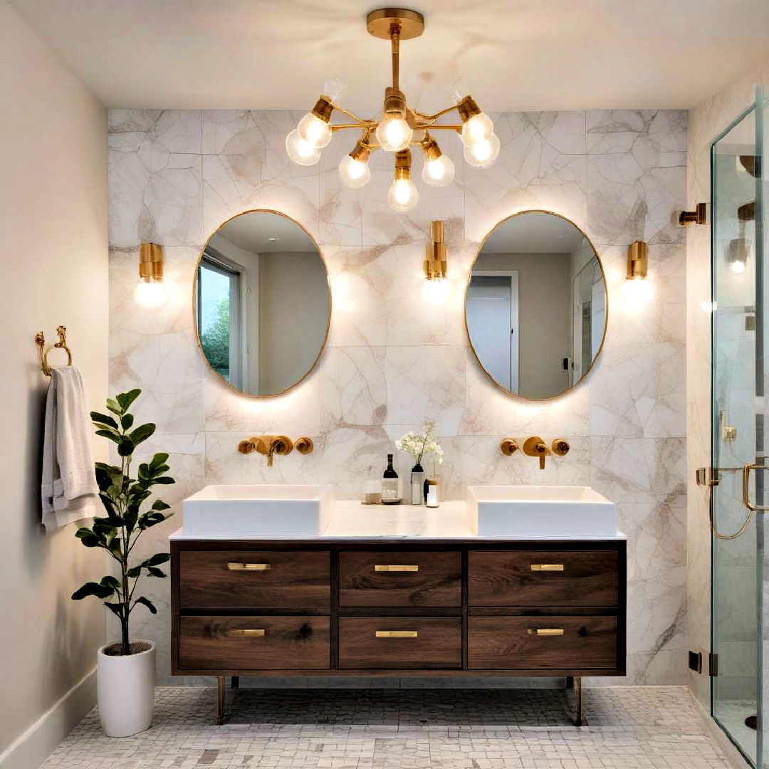add statement lighting - 40 Modern Bathroom Ideas