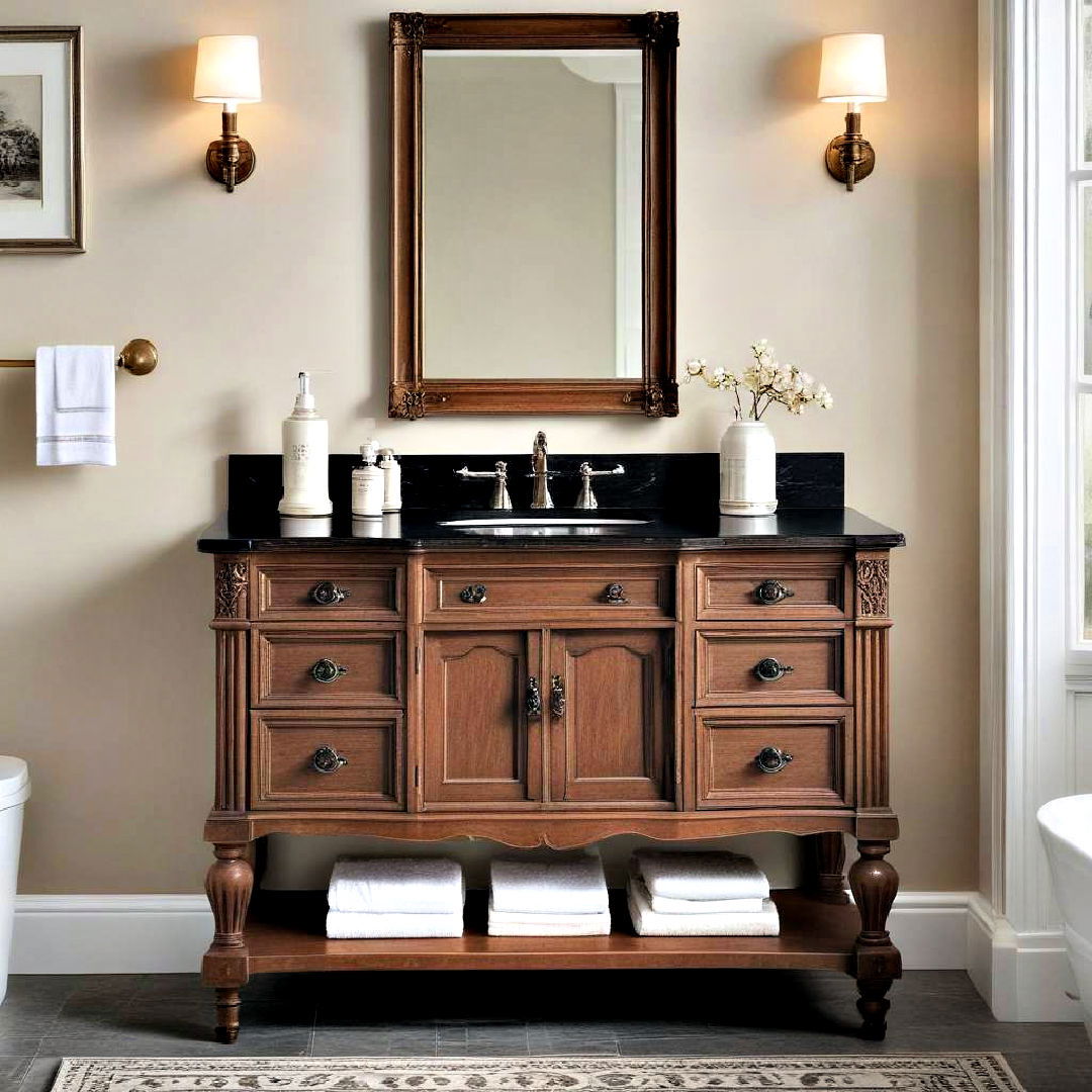 add vintage flair - 40 Bathroom Vanity Ideas