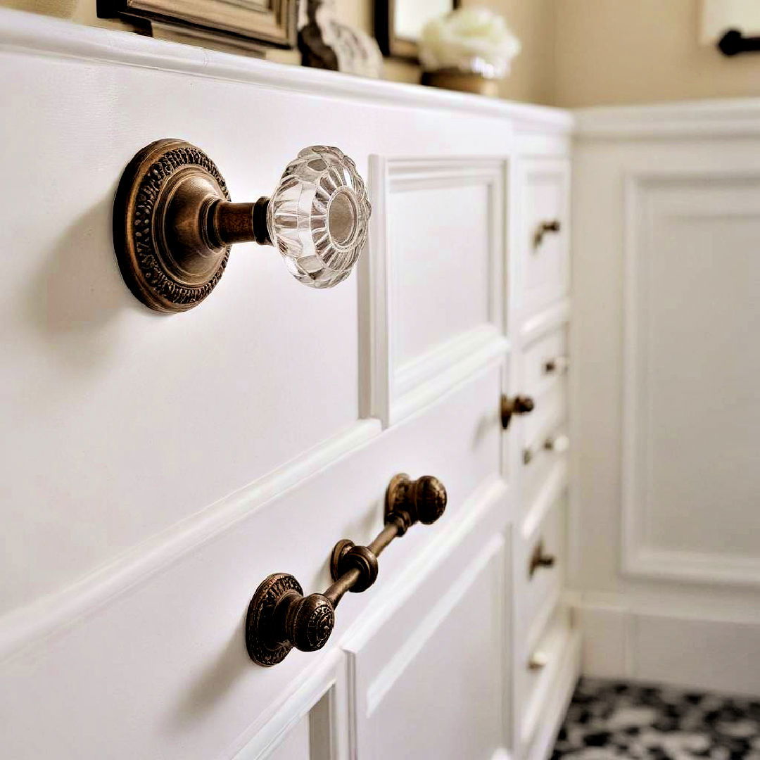 add vintage hardware - 40 Bathroom Decor Ideas