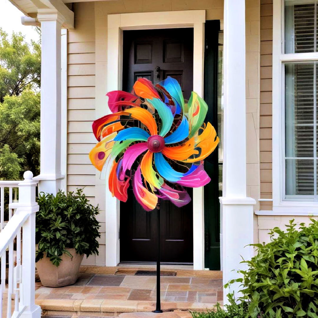 add wind spinner - 40 Small Front Porch Ideas