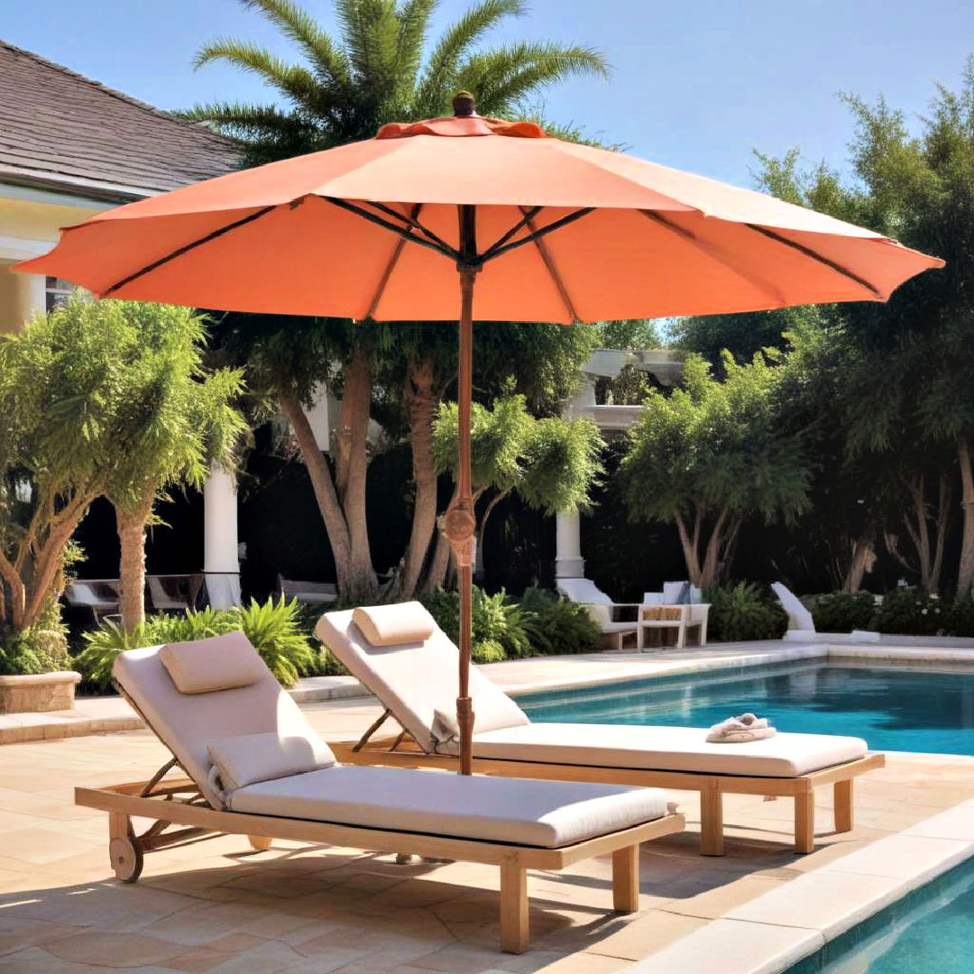 adjustable poolside umbrella - 20 Pool Furniture Ideas