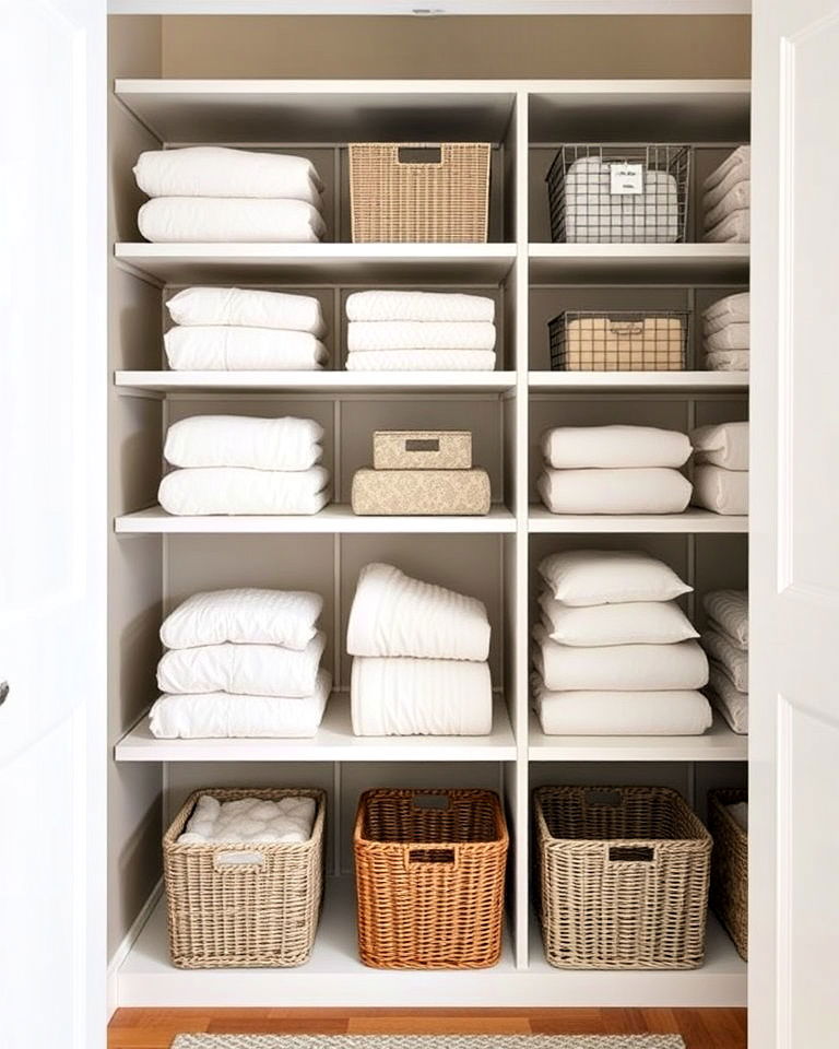 adjustable shelving for customized storage - 30 Linen Closet Organization Ideas