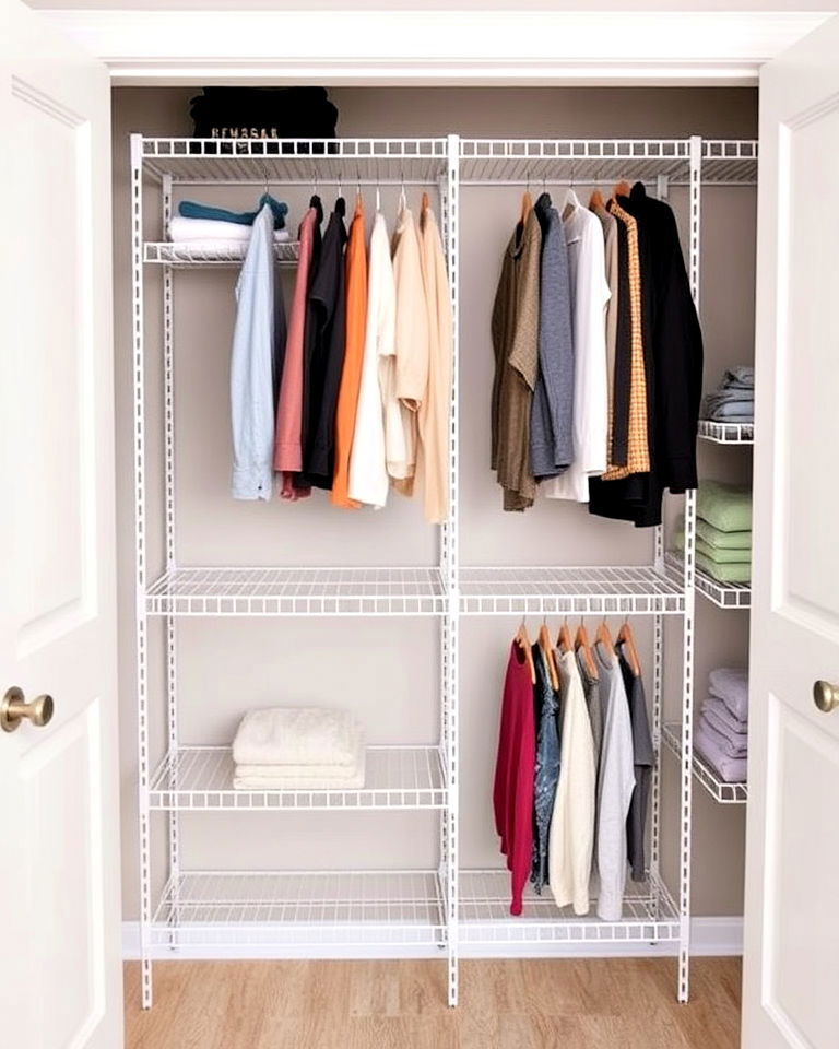 adjustable wire shelving in open closet - 30 Open Closet Ideas