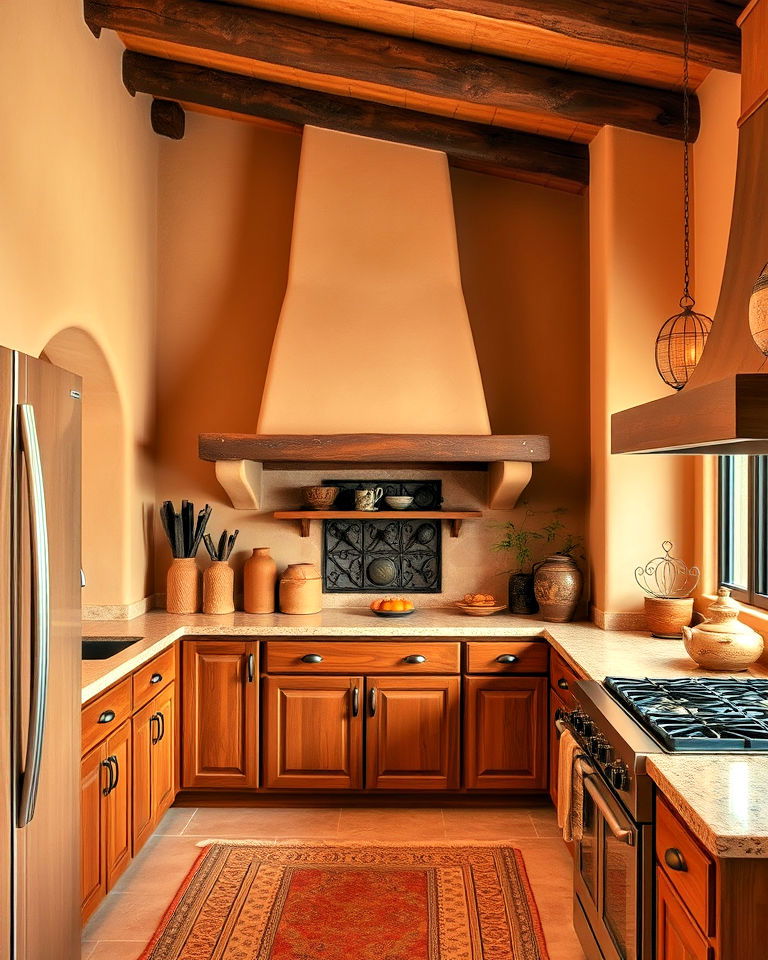 adobe inspired walls for southwestern kitchen - 25 Southwestern Kitchen Ideas