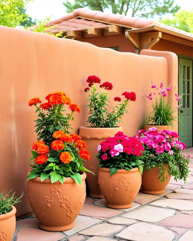 adobe style garden planters - 25 Mexican Garden Ideas