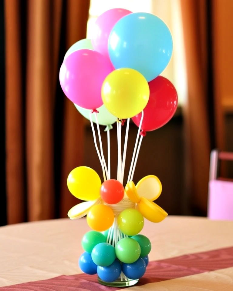 adorable small balloon bouquet in vase - 25 Balloon Centerpiece Ideas