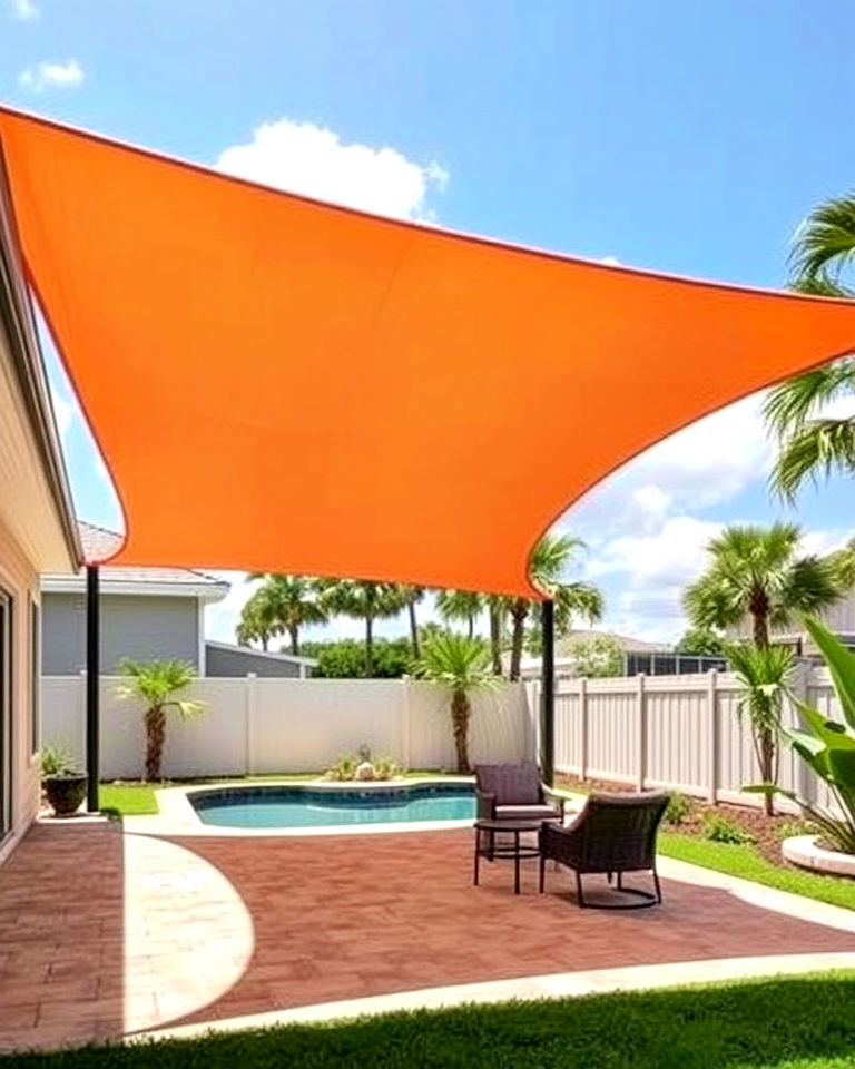 aesthetic affordable shade sail - 30 Florida Backyard Ideas