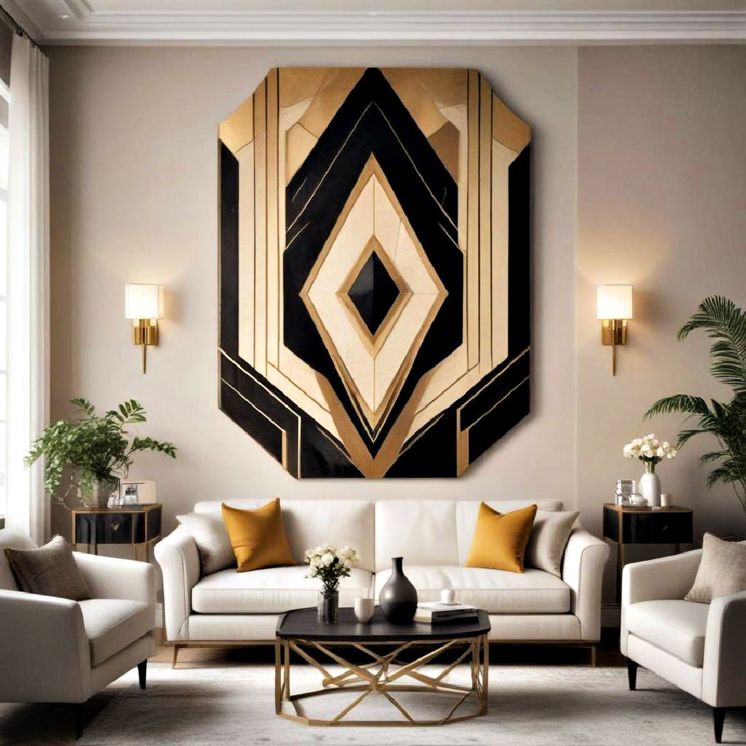 aesthetic angular wall art - 25 Art Deco Living Room Ideas