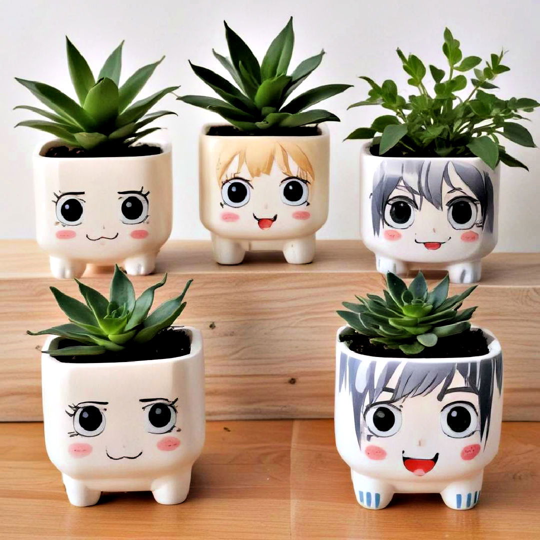 aesthetic anime themed planters - 40 Anime Room Ideas