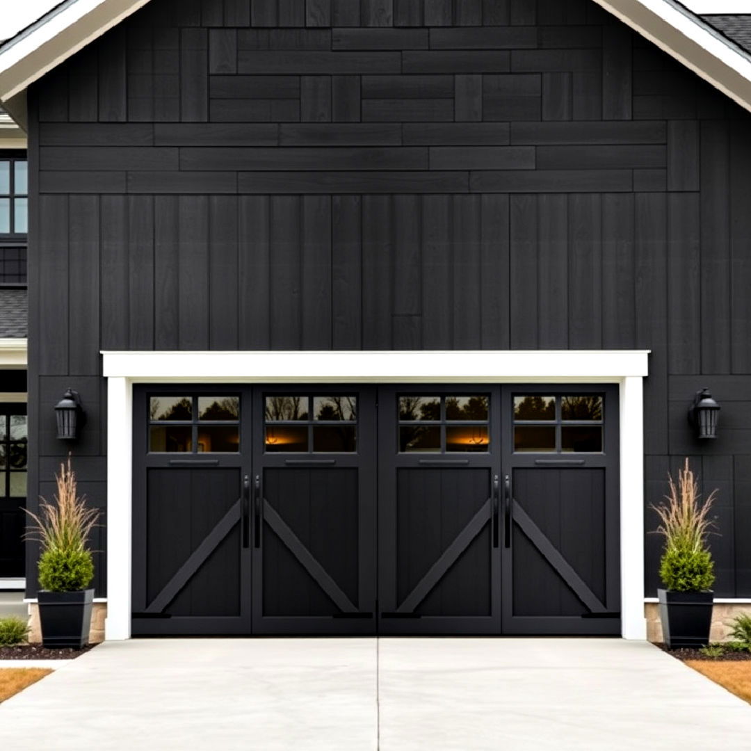 aesthetic black barn style doors for farmhouse - 40 Black Modern Farmhouse Exterior Design Ideas