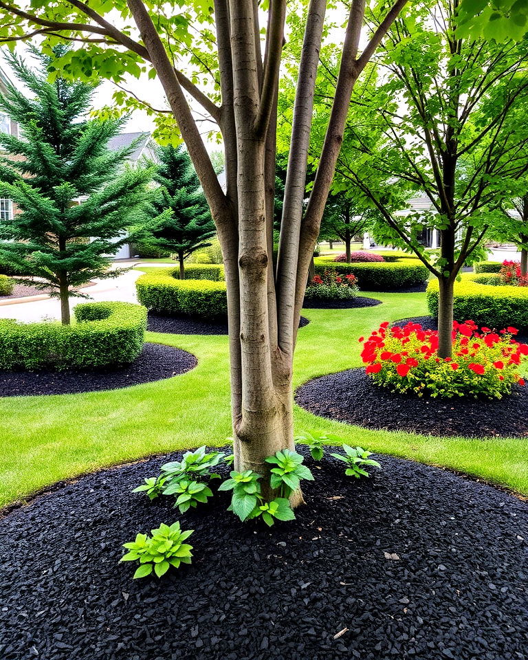 aesthetic black mulch around trees - 25 Black Mulch Landscaping Ideas