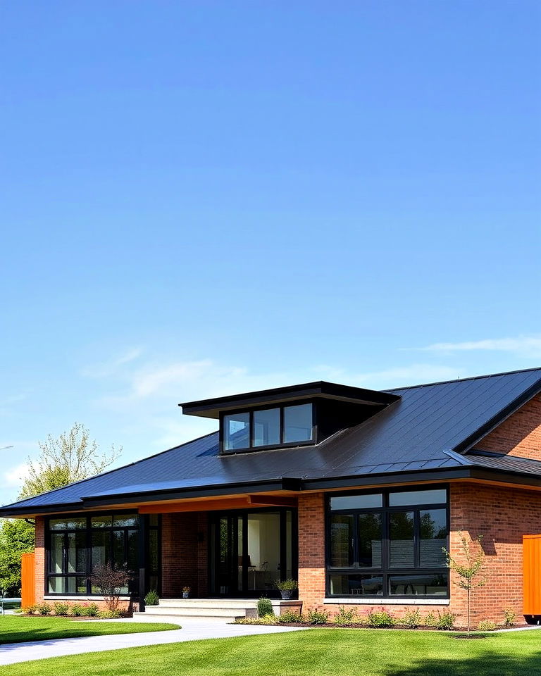 aesthetic black roof on a mid century modern house - 25 Houses With Black Roofs