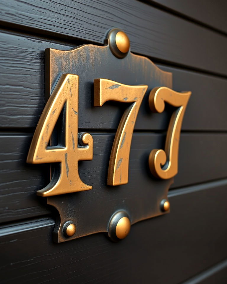 aesthetic brass numbers with patina - 40 House Number Ideas