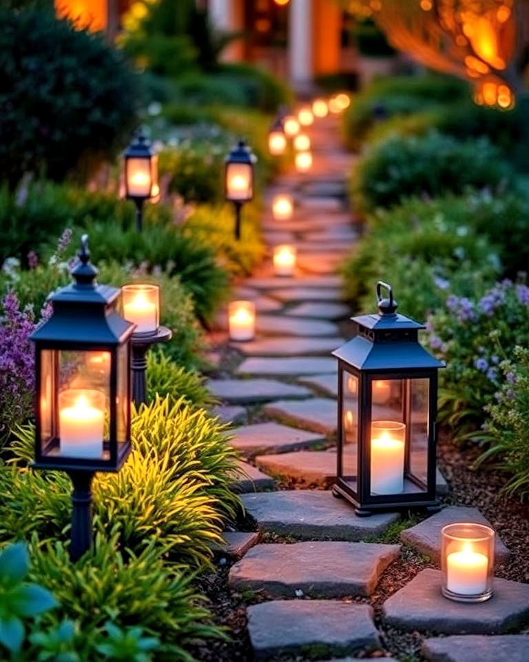 aesthetic candlelit pathway - 40 Garden Lighting Ideas