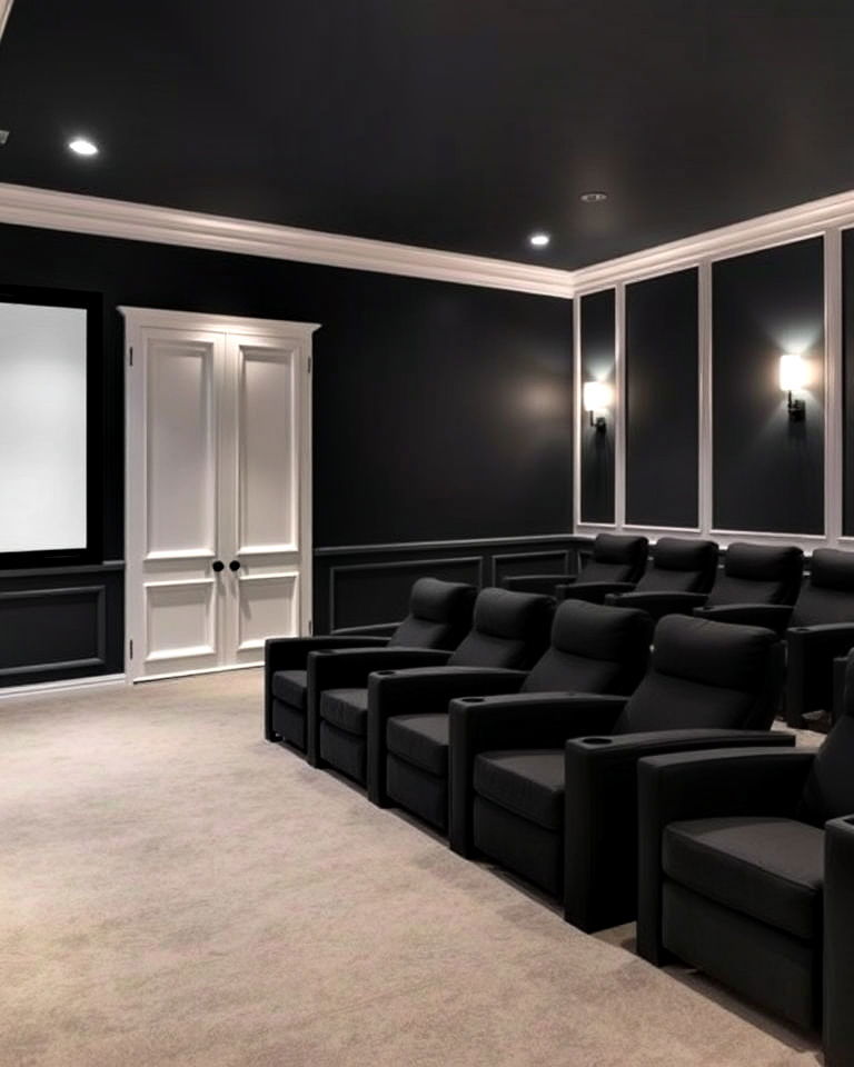 aesthetic charcoal gray and soft white - 20 Gray Home Theater Paint Color Schemes