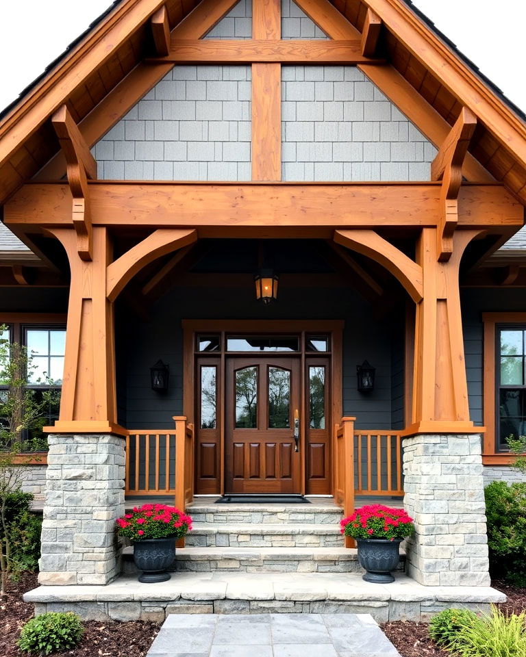 aesthetic charm with exposed beam details - 40 Craftsman Style House Exterior Ideas