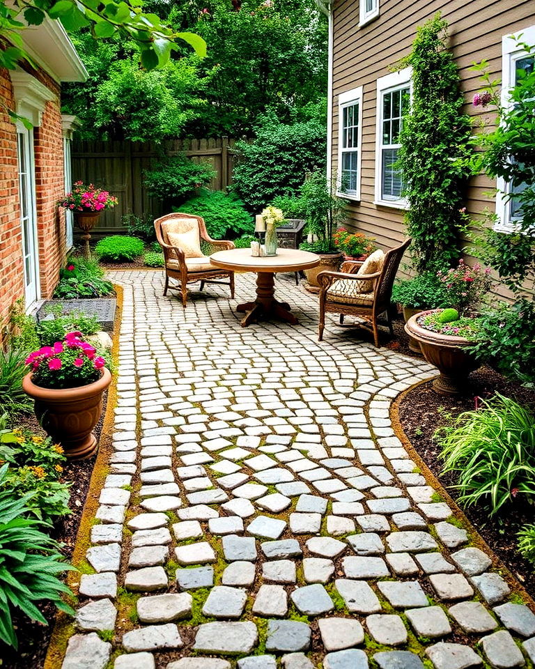 aesthetic cobblestone pathway - 40 Paver Patio Ideas