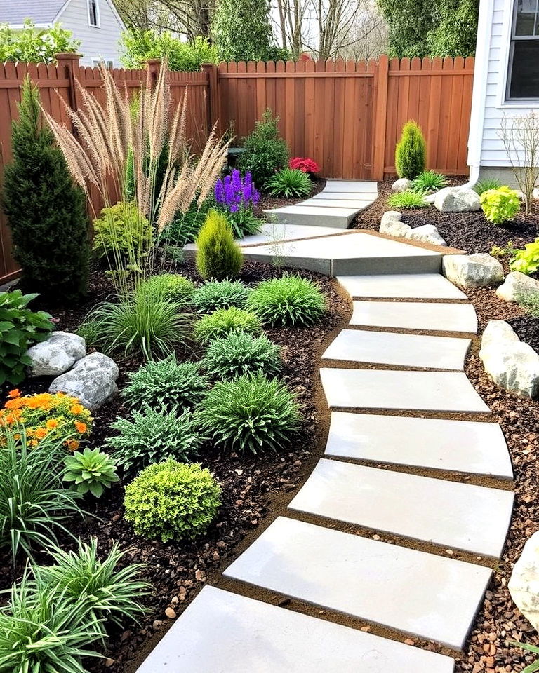 aesthetic concrete raised pathway - 25 Concrete Garden Ideas