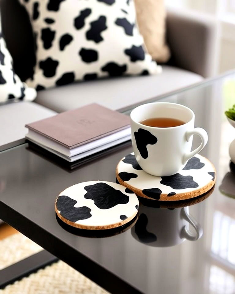 aesthetic cow print coasters - 15 Cow Print Room Decor Ideas
