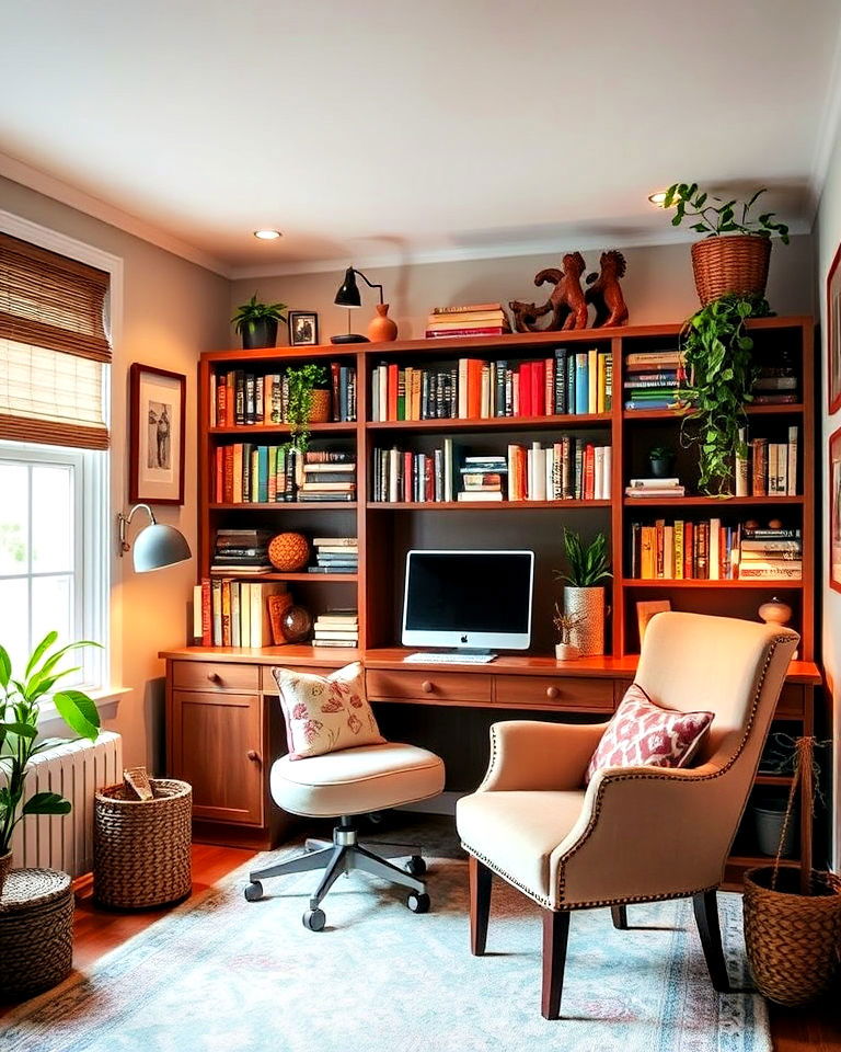 aesthetic cozy reading nook - 25 Eclectic Home Office Ideas